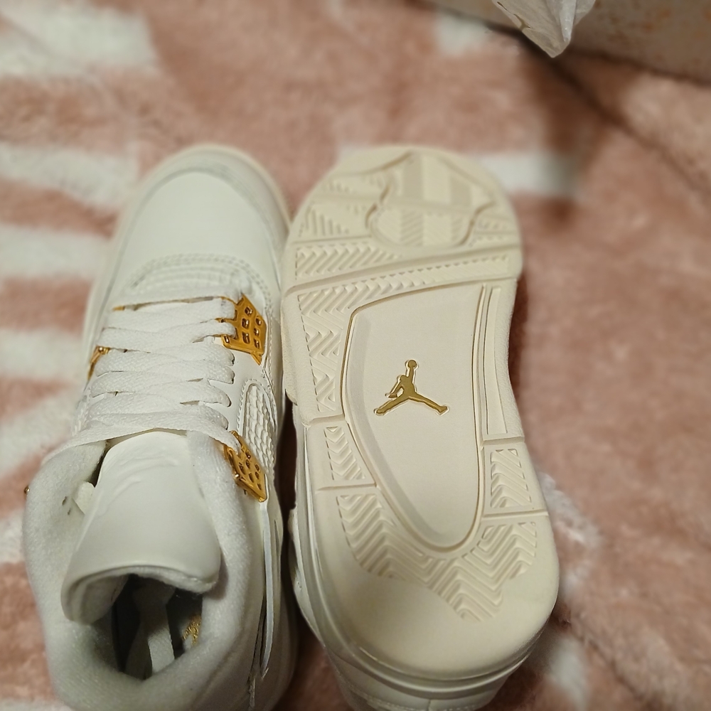 Air Jordan White and Gold Sneakers